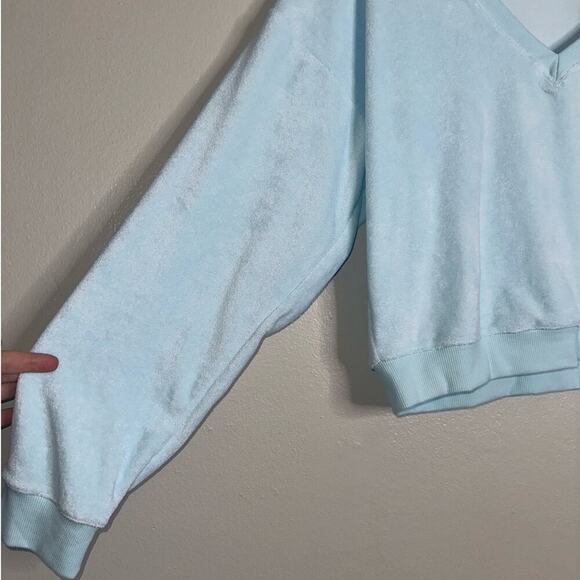 Beyond Yoga Tropez Pullover Tropical Waters Blue Terry Cloth Medium Sea Foam - Picture 4 of 7